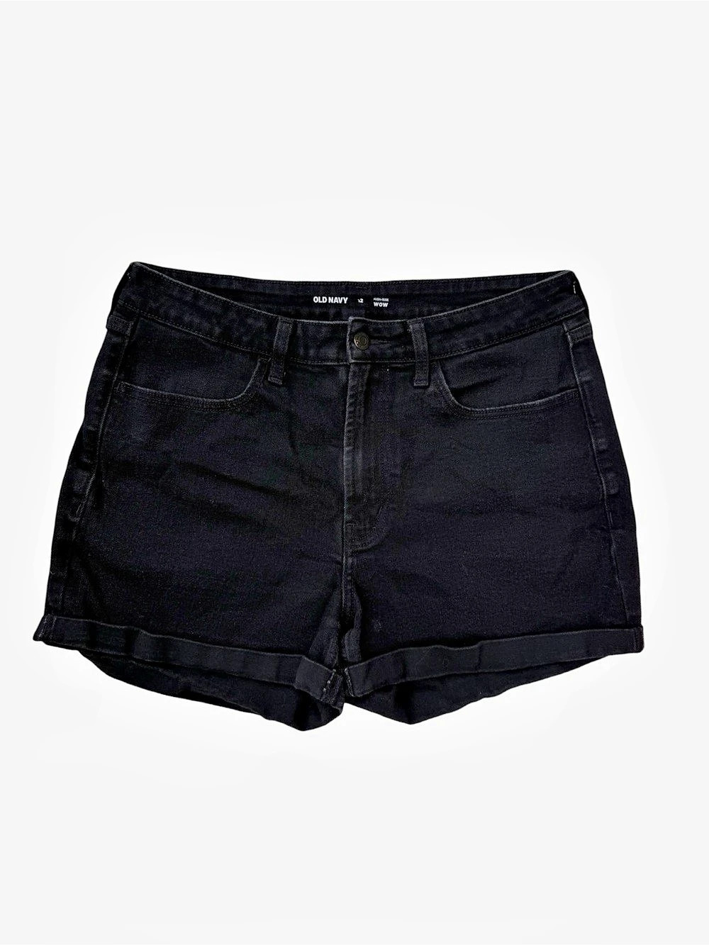 Old Navy High-Rise Wow Denim Cuffed Shorts Black Size 12